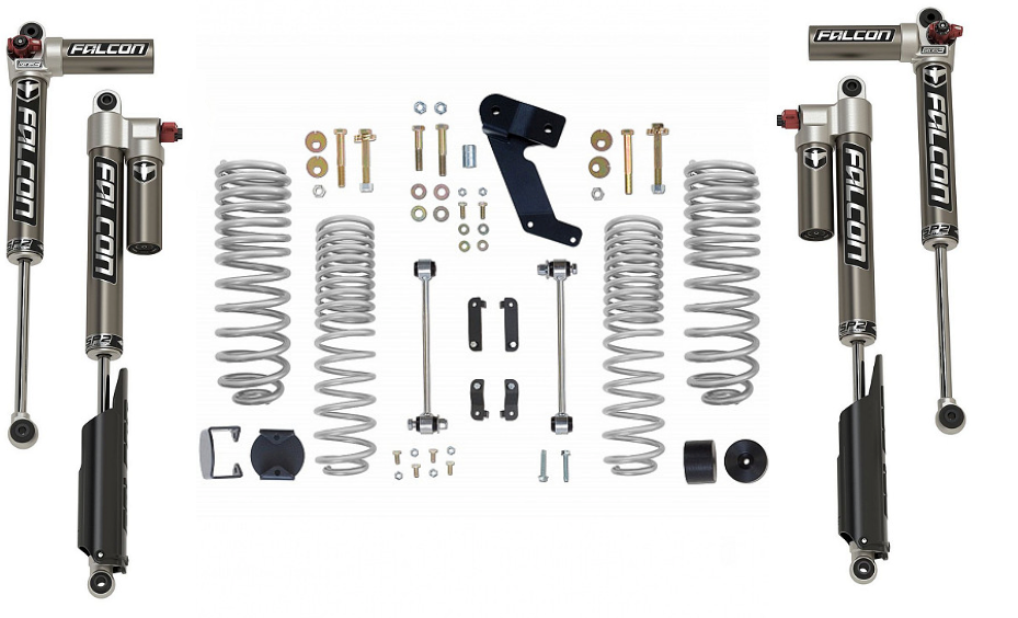Kit de Levante de Suspensión 2.5 con Amortiguadores Falcon 3.3 con Reservorio Jeep Wrangler JL (19+) - Rubicon Express + Falcon - DOBLETRACCION