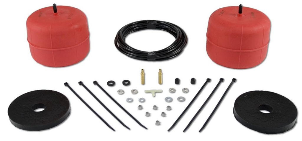 Airlift Load Lifter 1000 kit components for Toyota Sequoia 2010-2014, includes air springs, hoses, and mounting hardware.