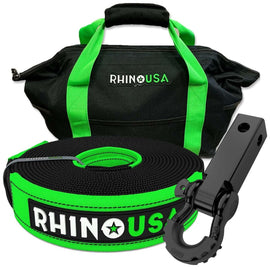 Cinta de Recuperación de 610 cm + Macho de Enganche con Grillete + Bolso HD - Rhino USA - DOBLETRACCION 