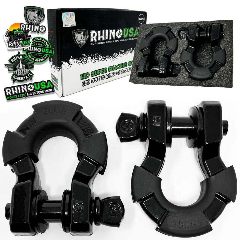 Kit 2 Grilletes de Remolque 8 toneladas Negro - Rhino USA - DOBLETRACCION 