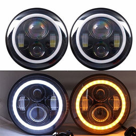 Par de Focos Delanteros LED con Halo e Intermitente (Jeep Wrangler 07-18) - DOBLETRACCION 