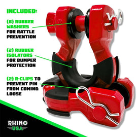 Kit 2 Grilletes de Remolque 8 toneladas Rojo - Rhino USA - DOBLETRACCION 