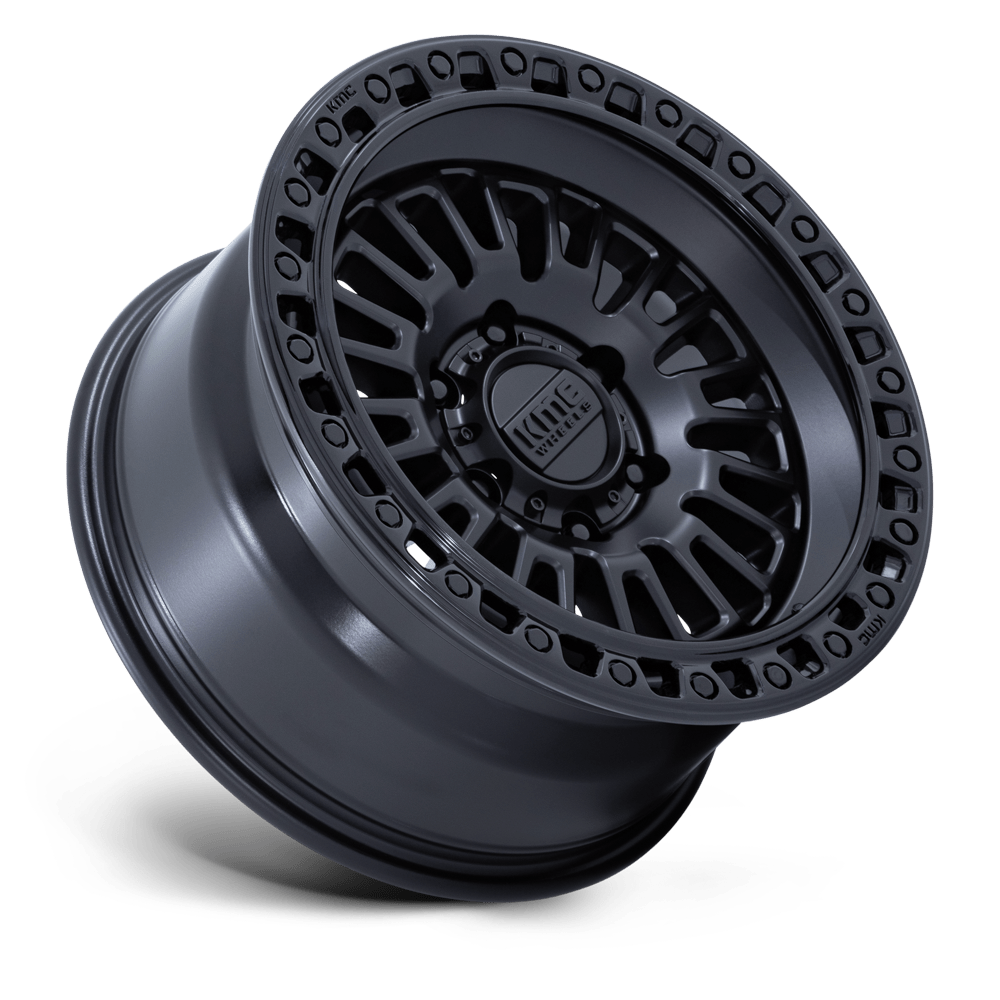 4 llantas KM554 17x8.5 6x139 Aztec Matte Black W/Gloss Black - KMC Wheels