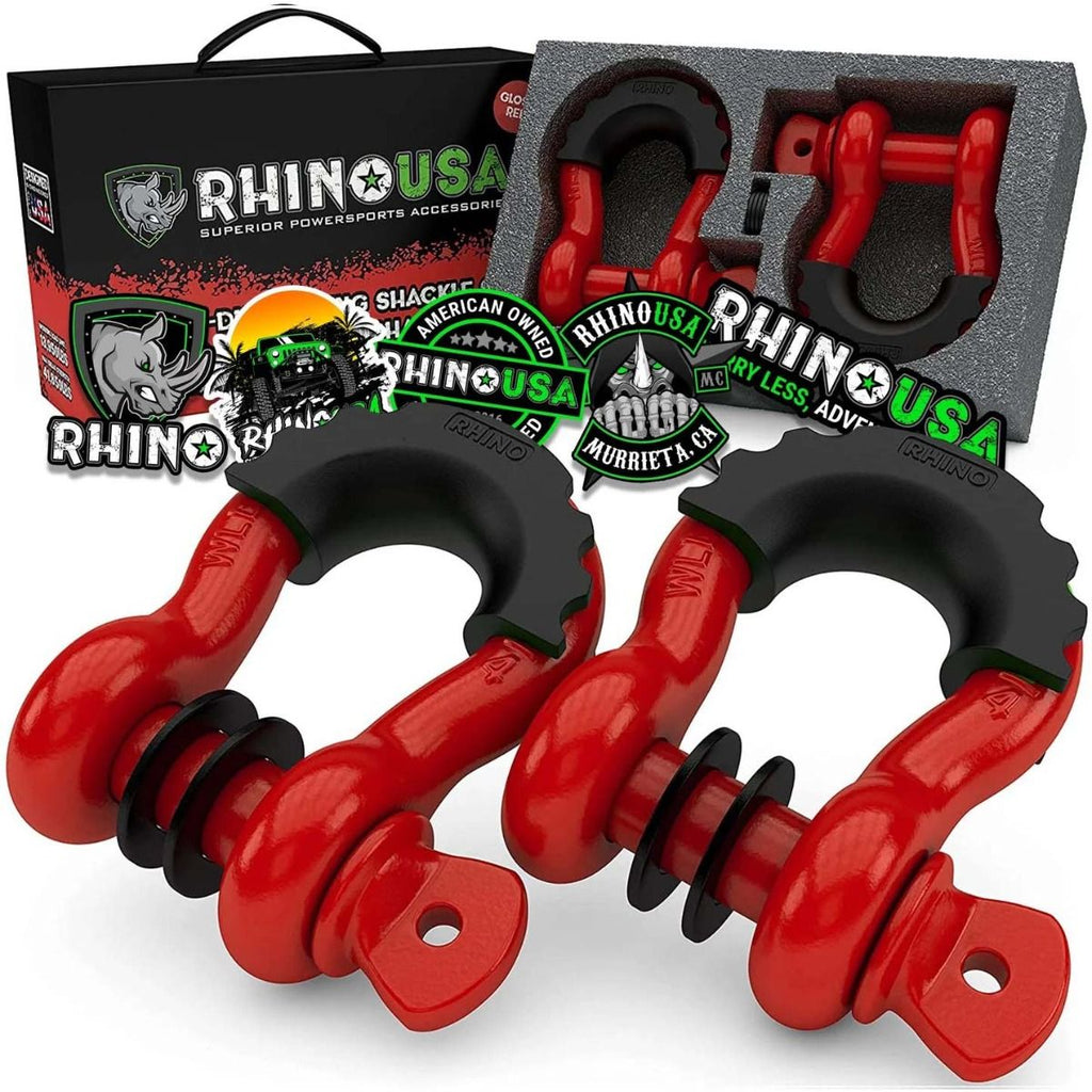 Kit 2 Grilletes de Remolque 1,9cm espesor Rojo - Rhino USA - DOBLETRACCION 